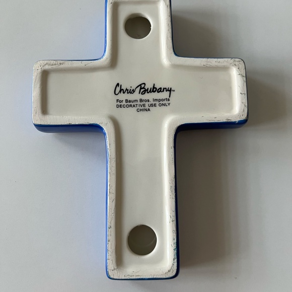 Chris Bubany for Baum Bros. Hand Painted Glazed Ceramic Wall Cross - Picture 2 of 2
